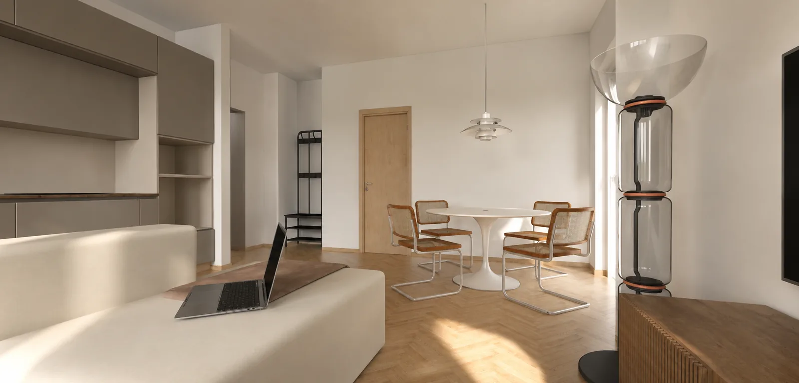 Soggiorno versione Legno: parquet in rovere a spina francese