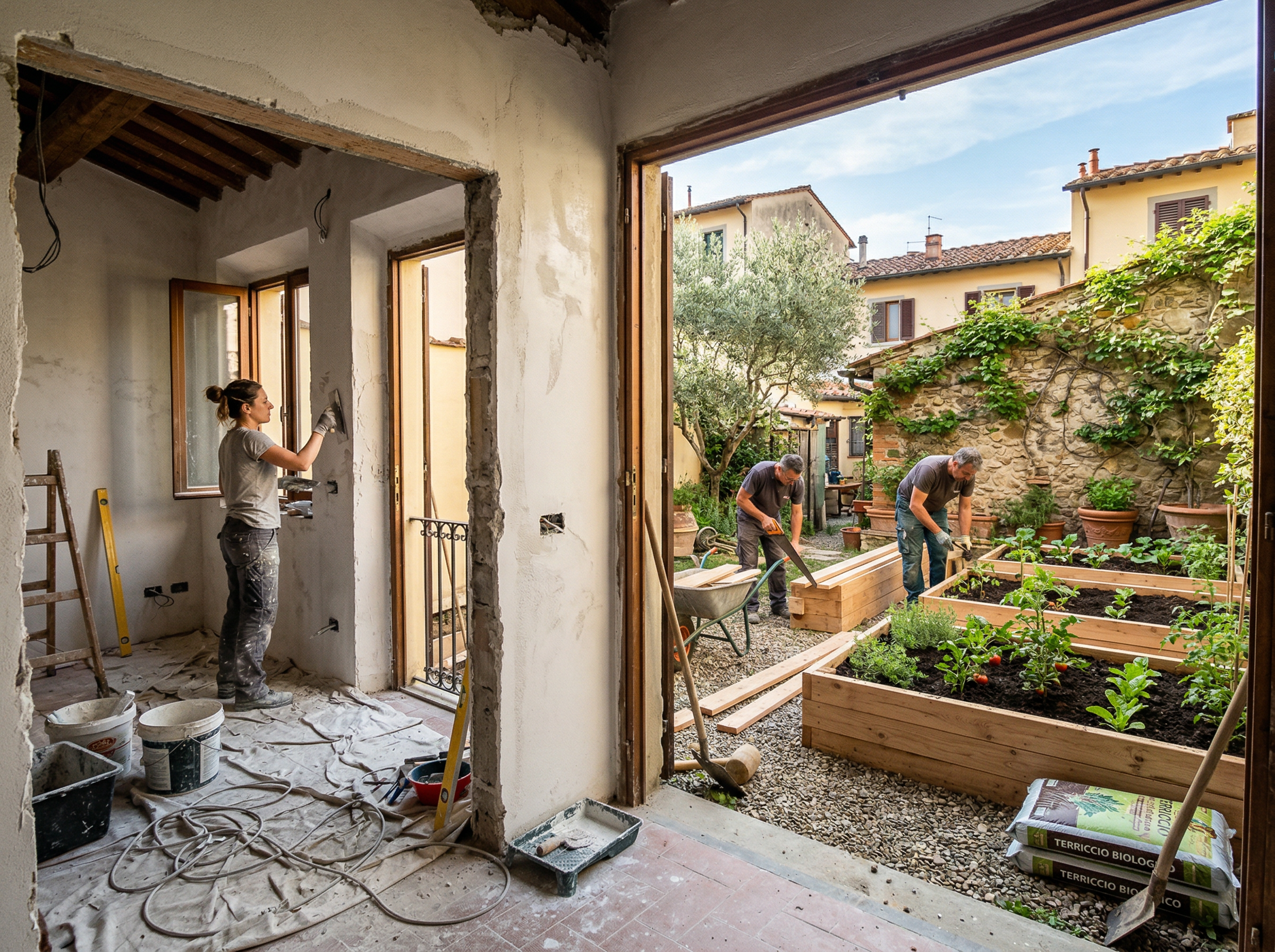 Ristrutturazione bilocale da zero con giardino-orto